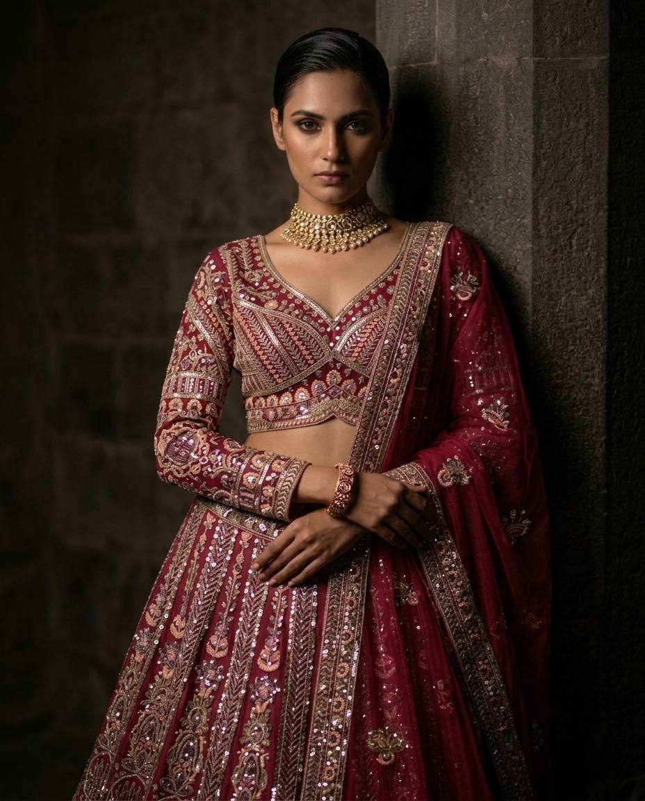 Butterfly Net Lehenga with Sequins Embroidery & Cancan Canvas Layers | Semi-Stitched