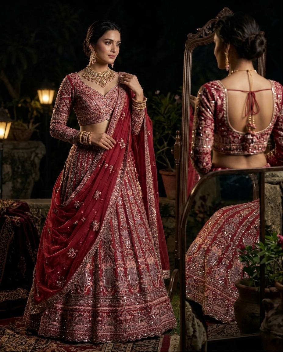 Butterfly Net Lehenga with Sequins Embroidery & Cancan Canvas Layers | Semi-Stitched