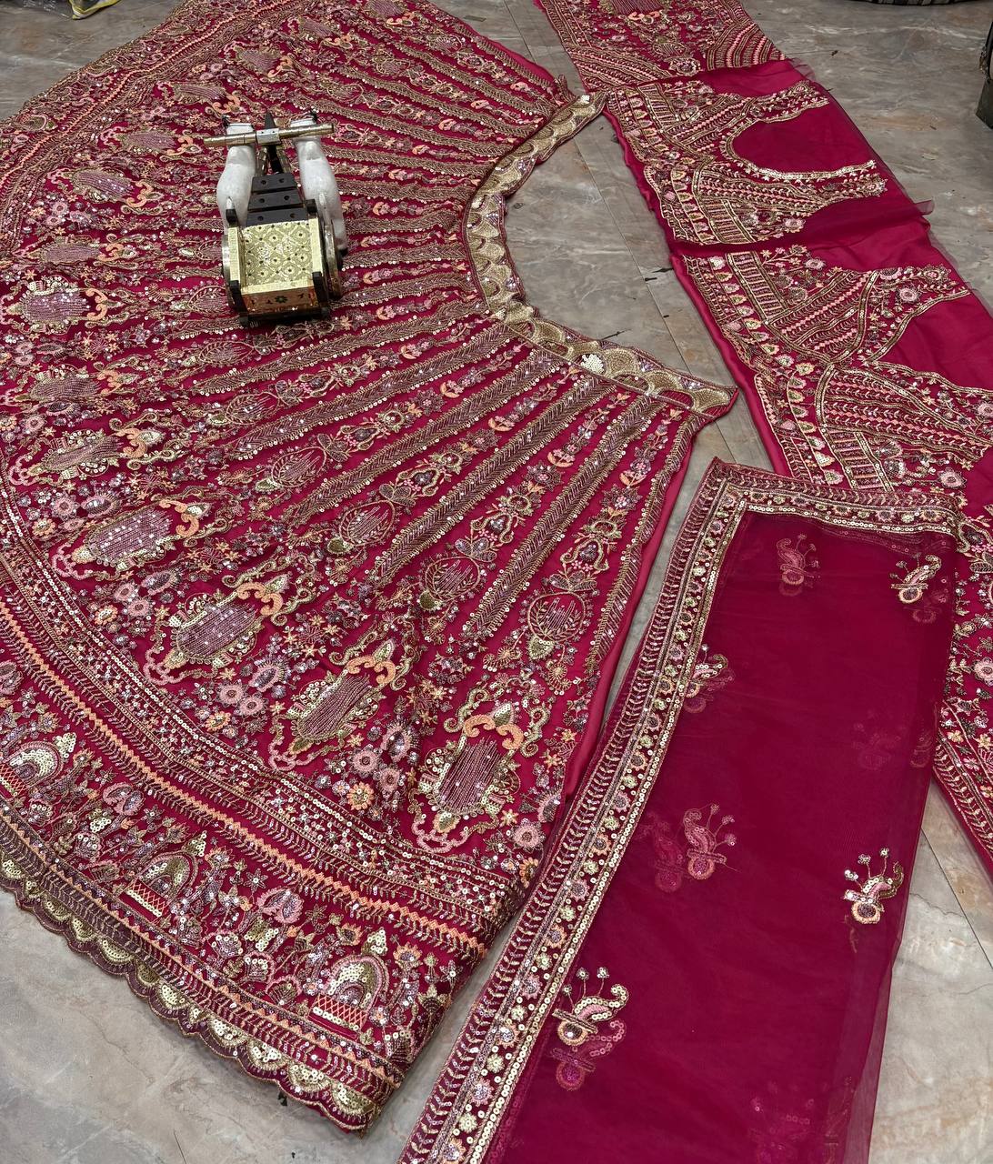 Butterfly Net Lehenga with Sequins Embroidery & Cancan Canvas Layers | Semi-Stitched