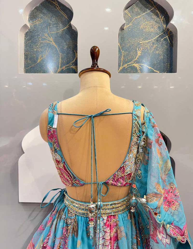 Premium Tabby Silk Lehenga with Beads & Digital Print Work & Cancan Canvas Layers