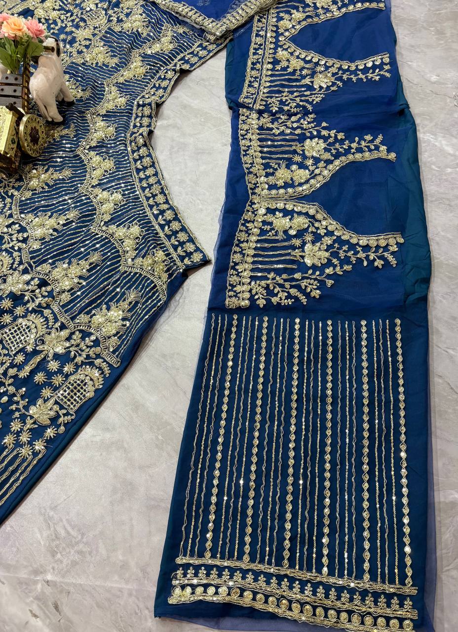 Soft Net Lehenga with Coding Sequins Work & Cancan Canvas Layers | Semi-Stitched