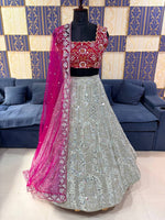 Georgette Sequins Embroidery Lehenga with Butterfly Net Dupatta