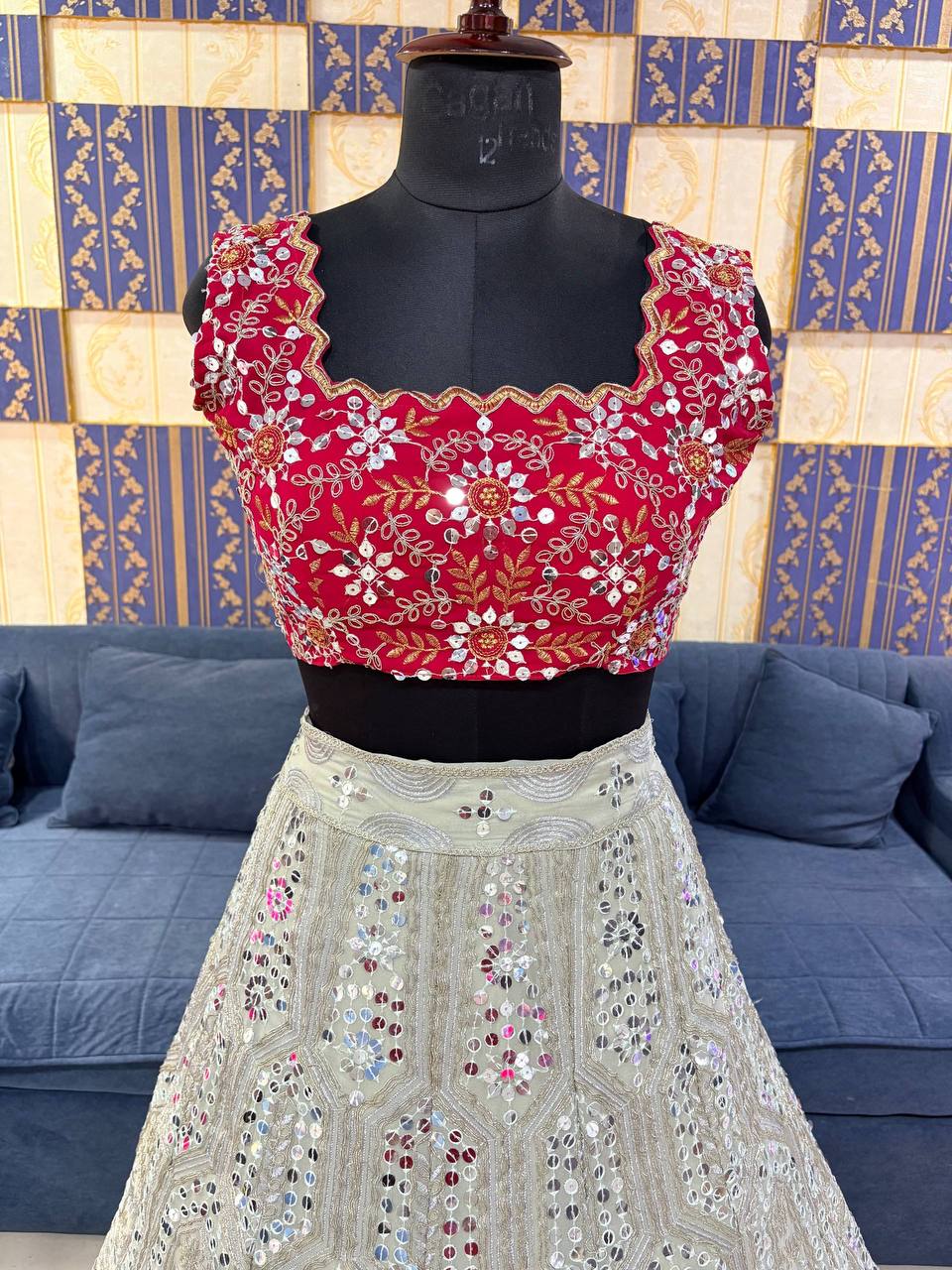 Georgette Sequins Embroidery Lehenga with Butterfly Net Dupatta
