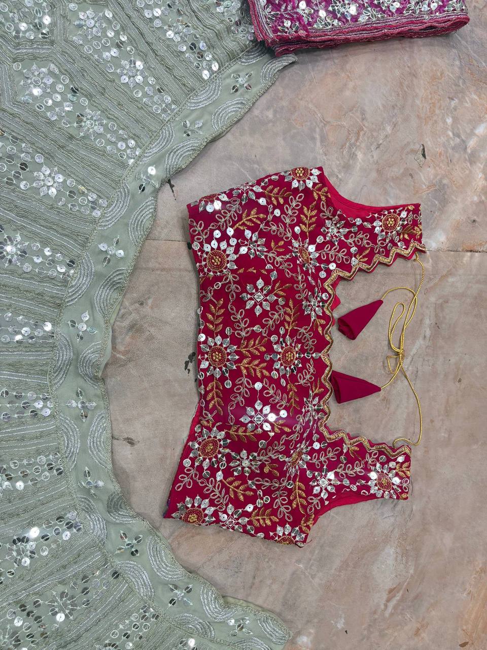 Georgette Sequins Embroidery Lehenga with Butterfly Net Dupatta