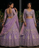 Soft Butterfly Net Lehenga with Coding Sequins Work & Cancan Canvas Layers | Lavender