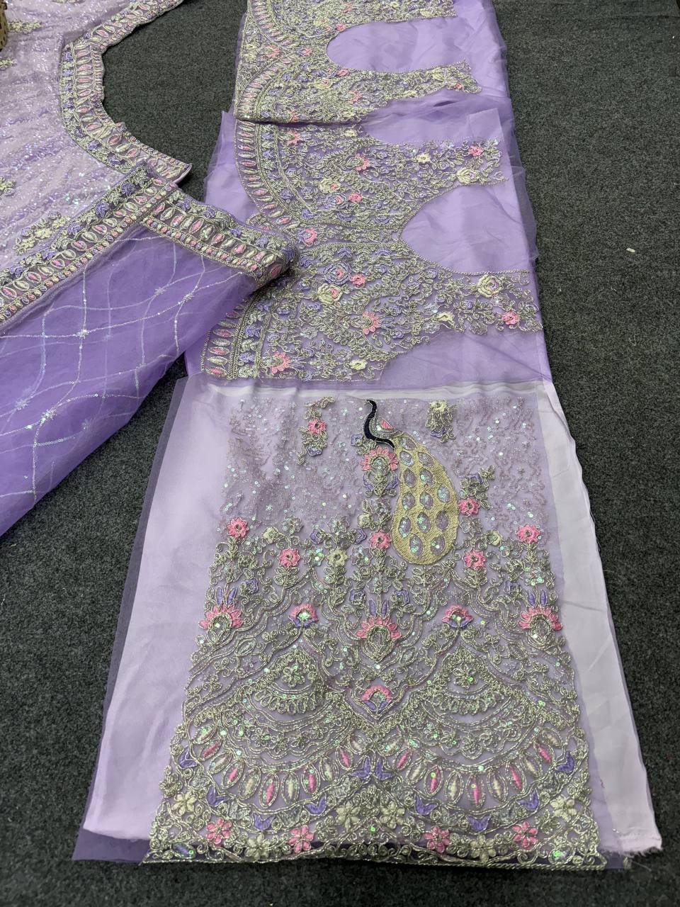 Soft Butterfly Net Lehenga with Coding Sequins Work & Cancan Canvas Layers | Lavender