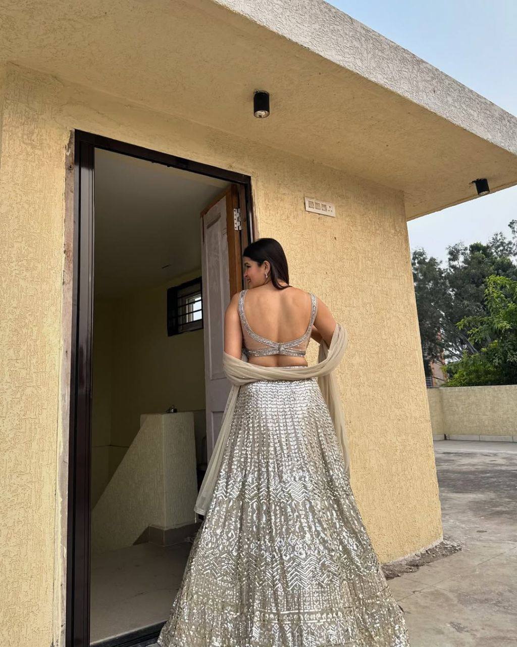 Premium Faux Georgette Lehenga with Sequins Embroidery & Butterfly Net Dupatta