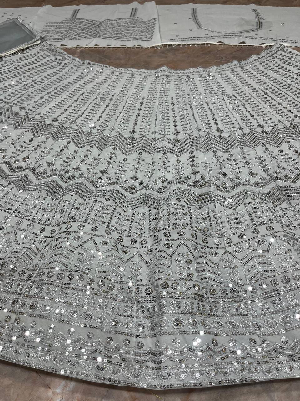 Premium Faux Georgette Lehenga with Sequins Embroidery & Butterfly Net Dupatta