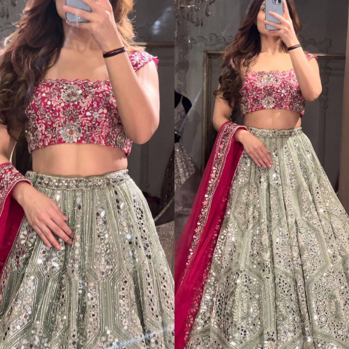 Premium Faux Georgette Lehenga with Sequins Embroidery & Butterfly Net Dupatta