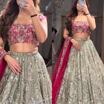 Premium Faux Georgette Lehenga with Sequins Embroidery & Butterfly Net Dupatta