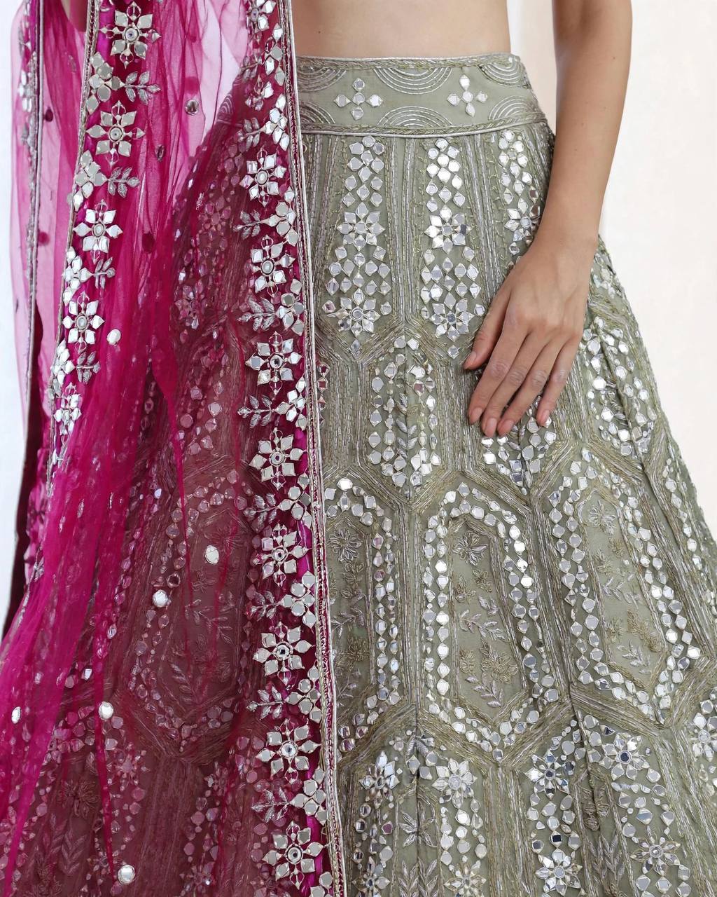 Premium Faux Georgette Lehenga with Sequins Embroidery & Butterfly Net Dupatta