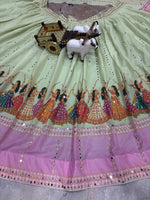 Navratri SpecialPremium Star Georgette Lehenga with Digital Print & Real Mirror Work