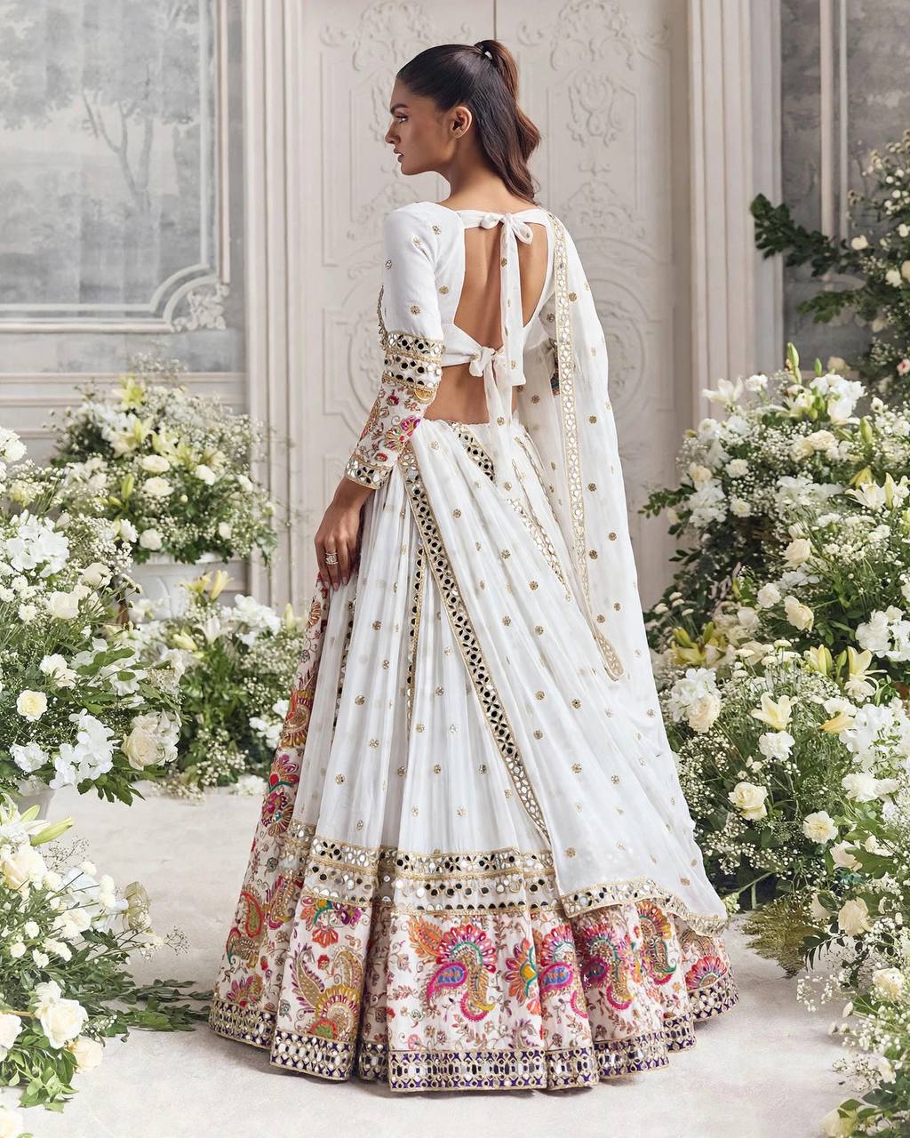 Navratri Special Muslin Silk & Fox Georgette Lehenga with Digital Print & Foil Mirror Work