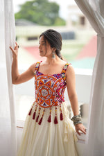 NAVRATRI Heavy Rayon Lehenga Choli with Fancy Lagdi Patta Lace & Mirror Work