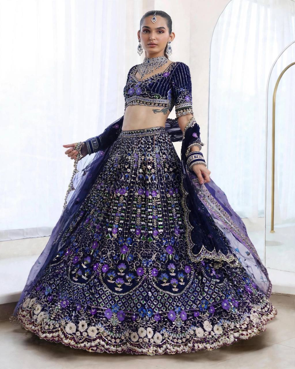 BLUE WEDDING BRIDAL DESIGNER LEHENGA