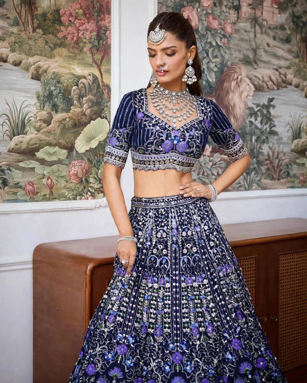 BLUE WEDDING BRIDAL DESIGNER LEHENGA