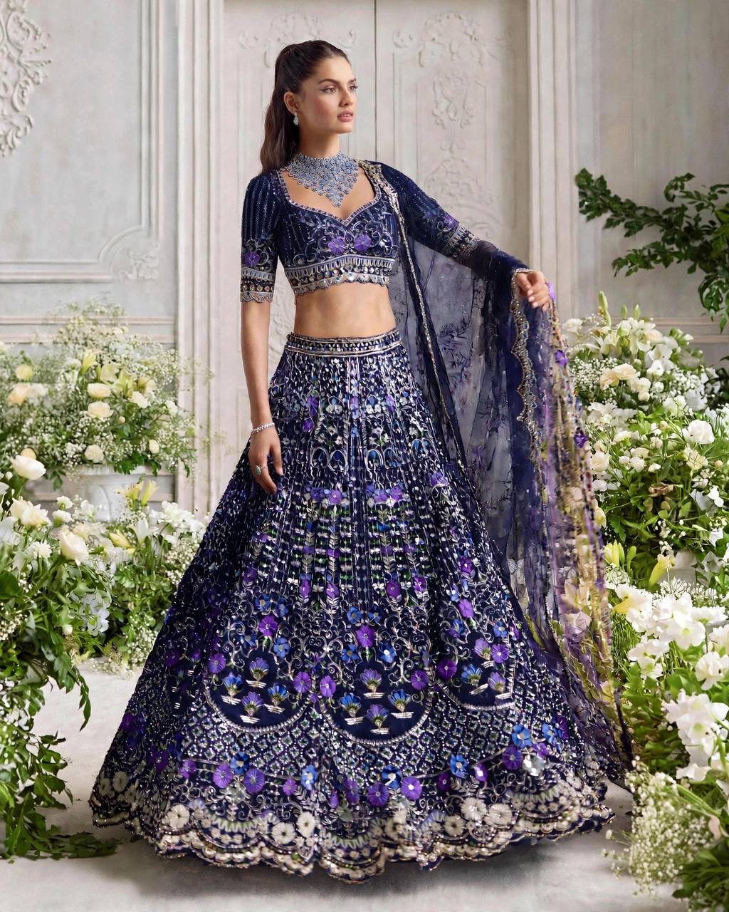 BLUE WEDDING BRIDAL DESIGNER LEHENGA