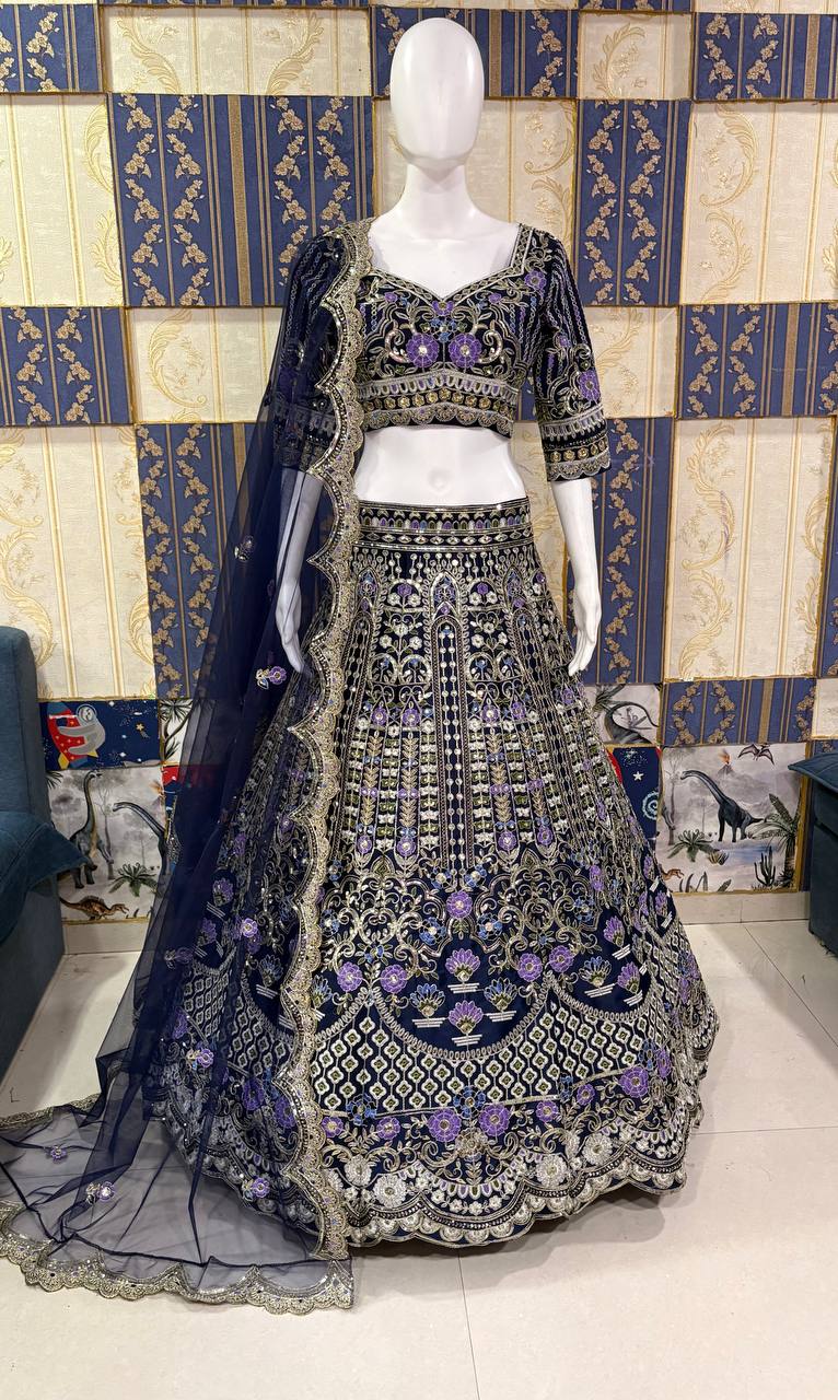 BLUE WEDDING BRIDAL DESIGNER LEHENGA