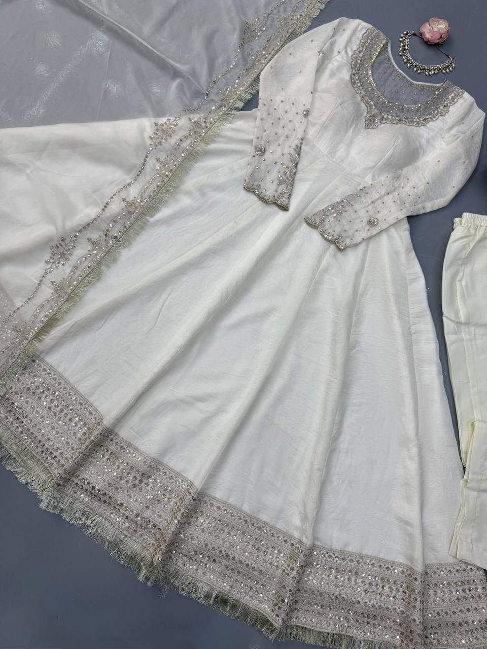 DESIGNER ANARKALI SUITWITH ORGANZA DUPATTA