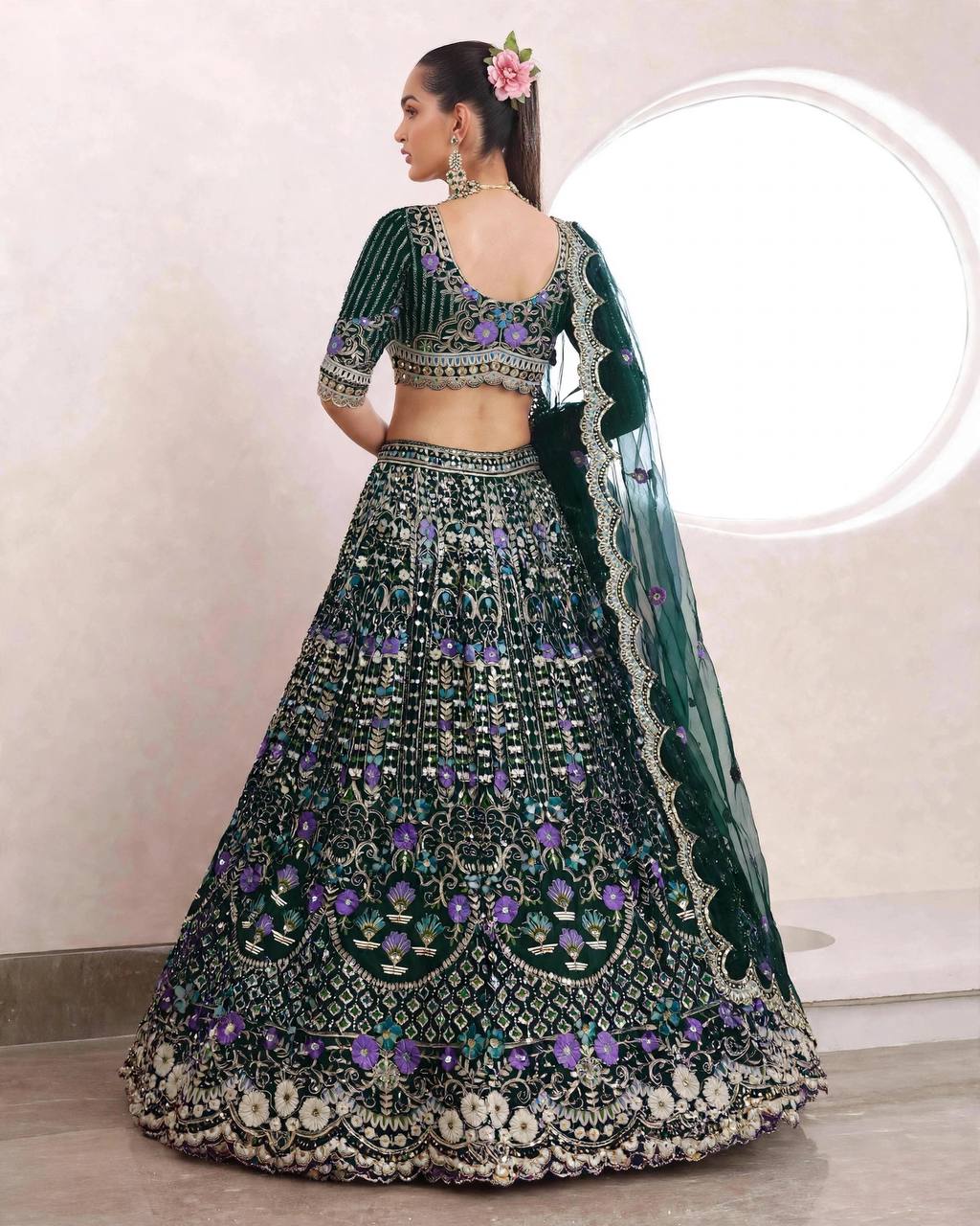 WEDDING BRIDAL GREENHEAVY MONO SATIN SILK