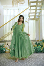 Gown with Pent & Dupatta Set – Elegant Ethnic Wear with Foil Work