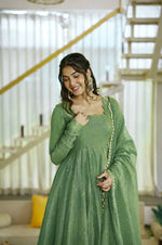 Gown with Pent & Dupatta Set – Elegant Ethnic Wear with Foil Work