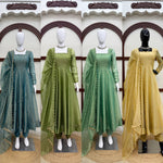 Gown with Pent & Dupatta Set – Elegant Ethnic Wear with Foil Work