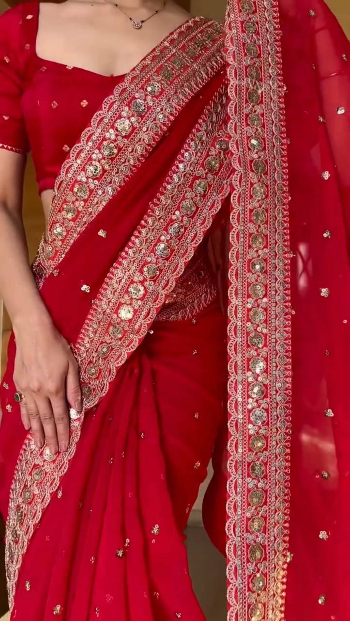 Red Designer Bridal Saree