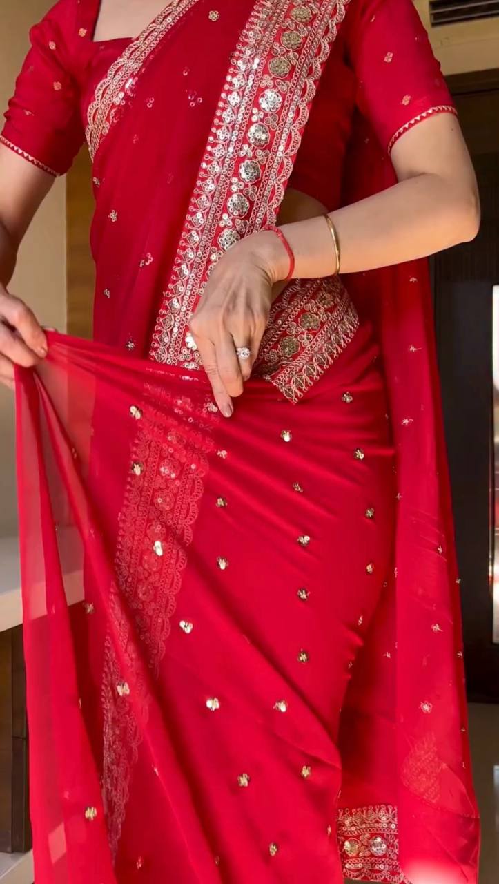 Red Designer Bridal Saree