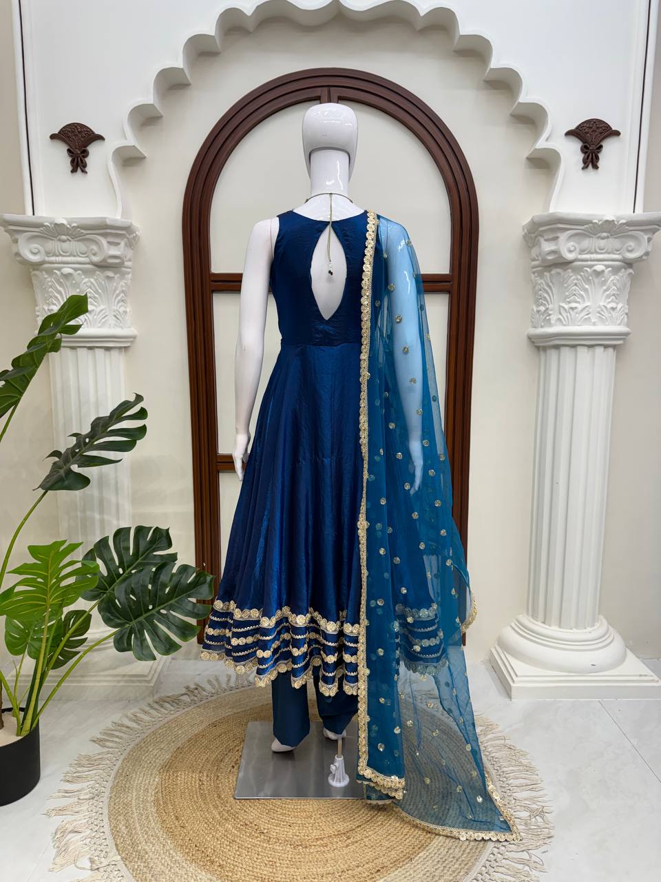 Gown with Pent & Dupatta Set – Padded Gown with Heavy Fancy Lace | 