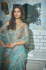 Digital Print and Real Mirror, Sequence Figure Work Saree