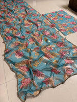 Digital Print and Real Mirror, Sequence Figure Work Saree