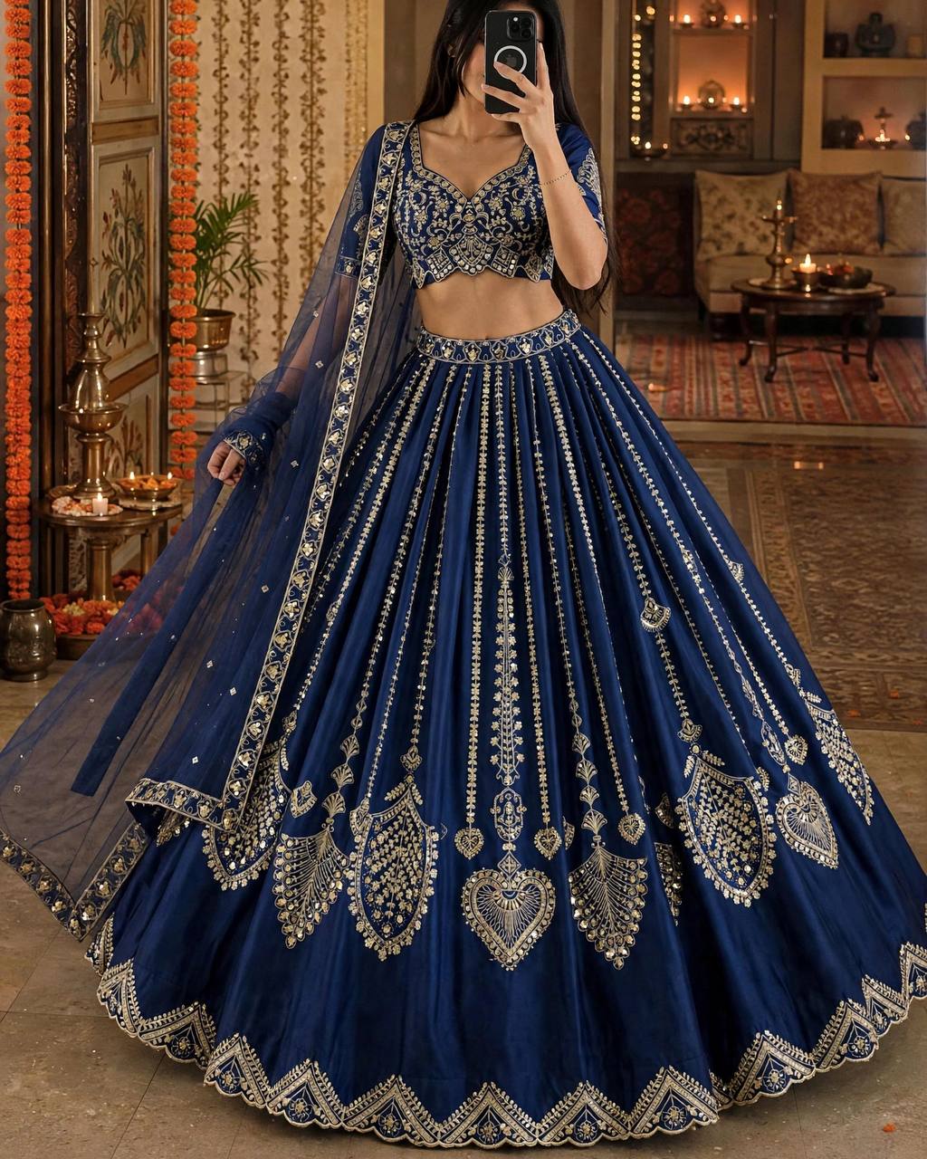 Premium Designer Blue Bridal Wedding lehenga