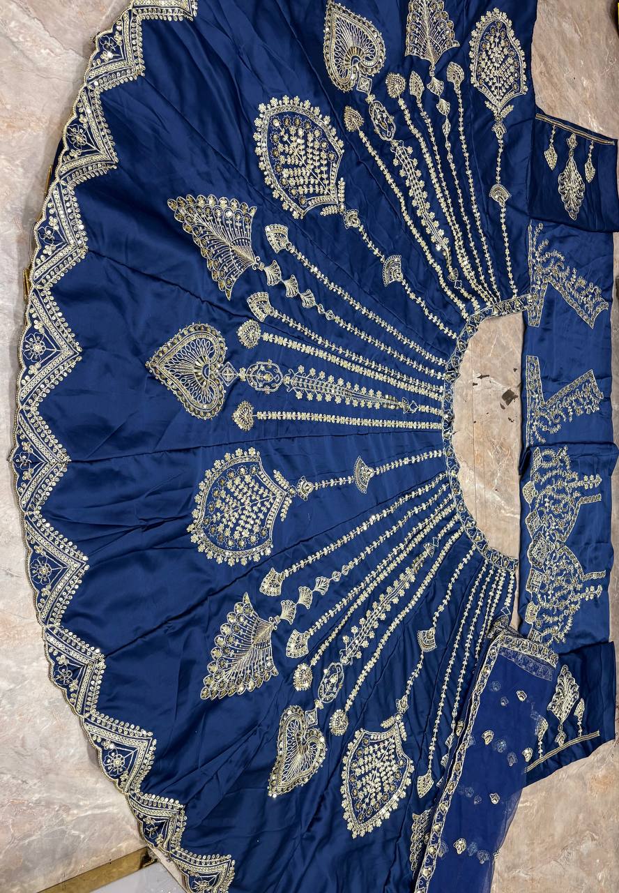 Premium Designer Blue Bridal Wedding lehenga