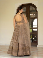 Brown Sequins Embroidered Lehenga Choli with Dupatta for Women Party Wear
