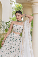White Floral Embroidered Lehenga Choli with Dupatta for Women Wedding Wear