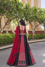 Navratri Chaniya Choli Black Red Printed Semi Stitched Lehenga for Garba