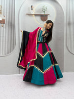 Navratri Multicolor Chaniya Choli Pink Purple Gota Patti Mirror Work Garba
