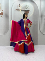 Navratri Multicolor Chaniya Choli Pink Purple Gota Patti Mirror Work Garba