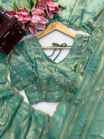 Fendy Silk Saree Sea Green & Peach Pink Scalloped Border Party Wear for Women