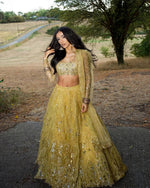 Designer Yellow Lehenga Choli Sequence Work Full Sleeve Blouse Wedding