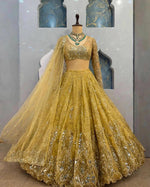 Designer Yellow Lehenga Choli Sequence Work Full Sleeve Blouse Wedding
