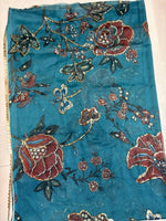 Teal Blue Star Shining Georgette Saree Floral Embroidery Sequins Work with Blouse Party Wear