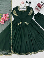 Faux Georgette Anarkali Gown with Pant Dupatta Thread Sequence Work Party Wear