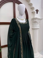 Faux Georgette Anarkali Gown with Pant Dupatta Thread Sequence Work Party Wear