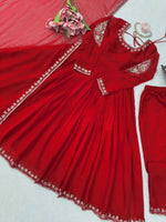 Faux Georgette Anarkali Gown with Pant Dupatta Thread Sequence Work Party Wear
