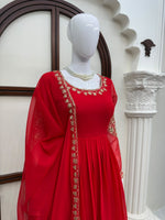 Faux Georgette Anarkali Gown with Pant Dupatta Thread Sequence Work Party Wear