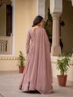 Rosy Brown Faux Georgette Lehenga Choli Thread Zari Sequence Work Semi Stitched