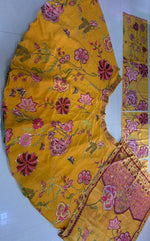 Mustard Yellow Floral Digital Print Georgette Lehenga Choli Sequins Work Haldi