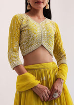 Yellow Georgette Lehenga Choli with Dupatta | Sequins Embroidery Semi-Stitched Haldi Wear